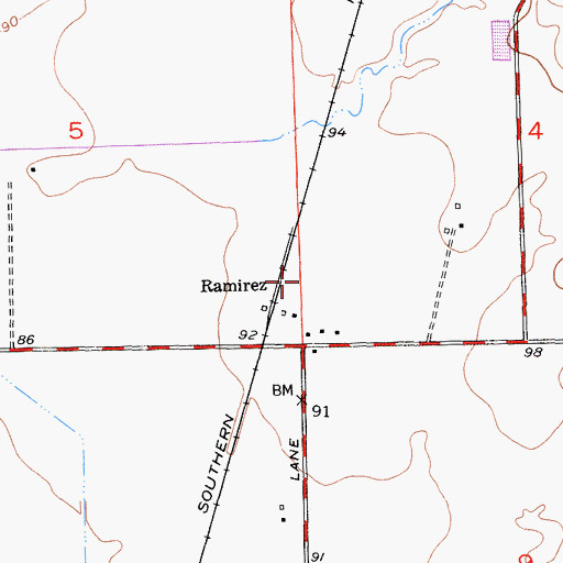 Topographic Map of Ramirez, CA