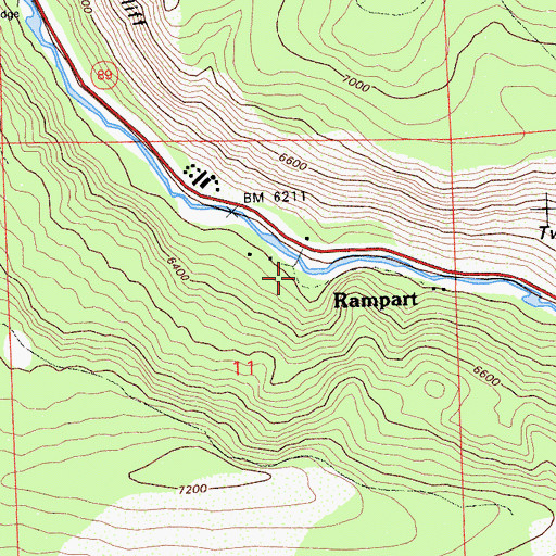 Topographic Map of Rampart, CA