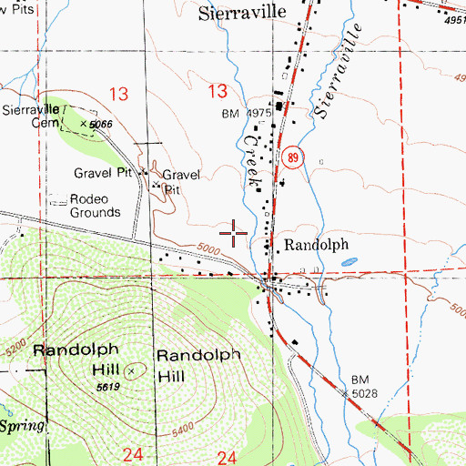 Topographic Map of Randolph, CA