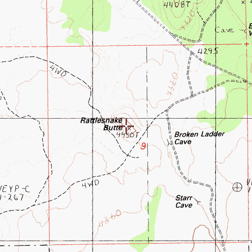 Topographic Map of Rattlesnake Butte, CA
