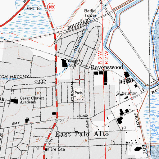 Topographic Map of Ravenswood, CA