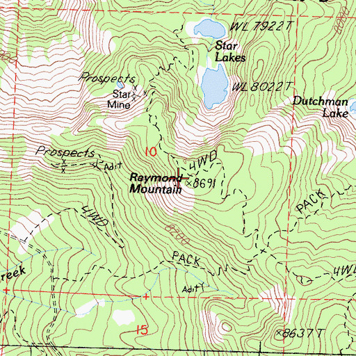 Topographic Map of Mount Raymond, CA