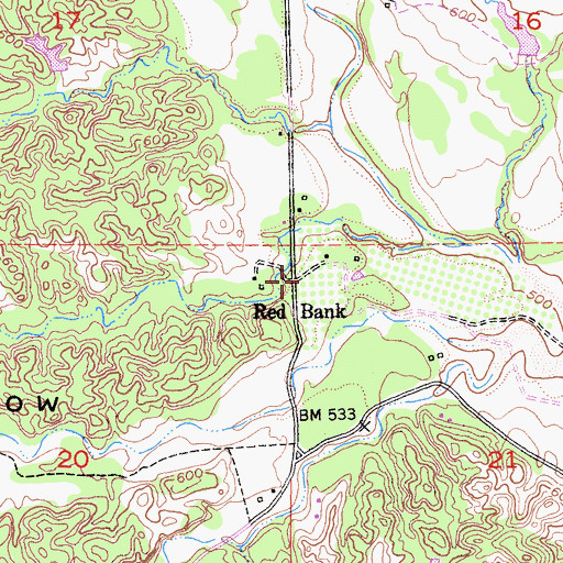 Topographic Map of Red Bank, CA