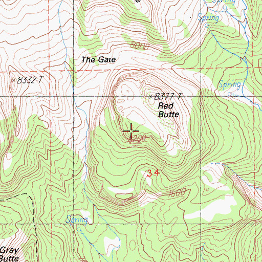 Topographic Map of Red Butte, CA