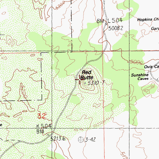 Topographic Map of Red Butte, CA