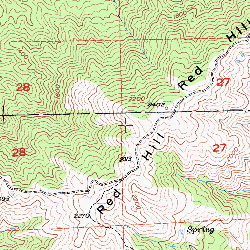Topographic Map of Red Hill, CA