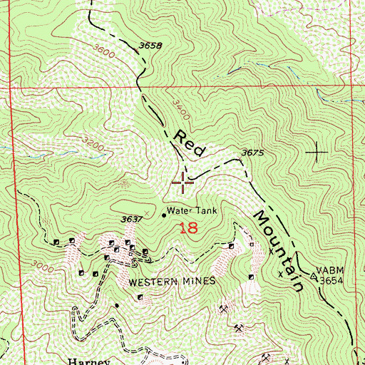 Topographic Map of Red Mountain, CA