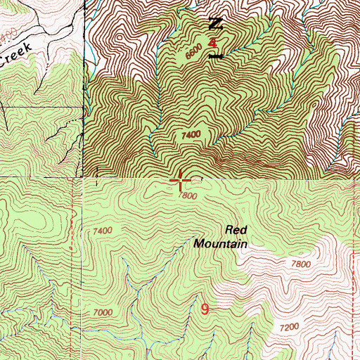 Topographic Map of Red Mountain, CA