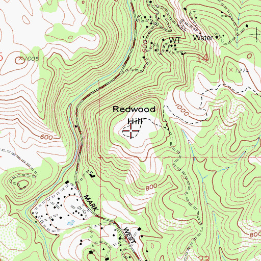 Topographic Map of Redwood Hill, CA
