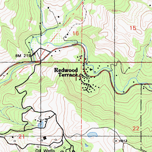 Topographic Map of Redwood Terrace, CA
