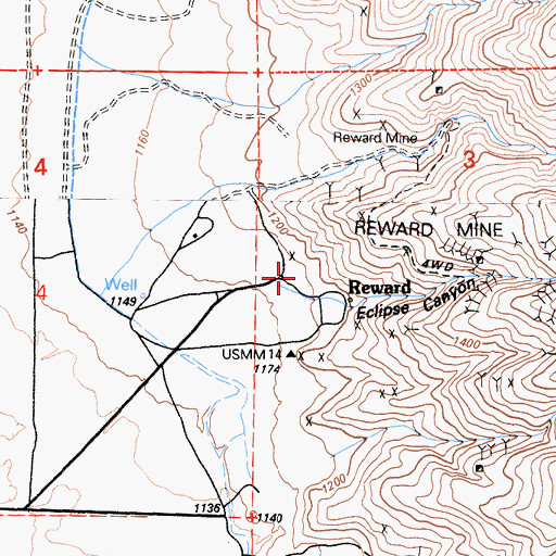 Topographic Map of Reward, CA