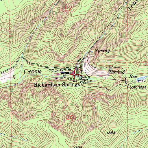Topographic Map of Richardson Springs, CA