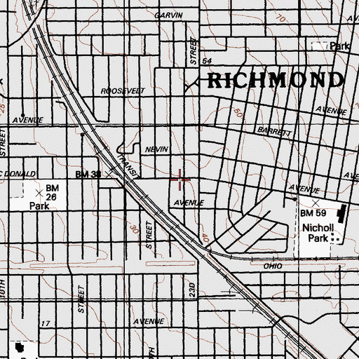 Topographic Map of Richmond, CA