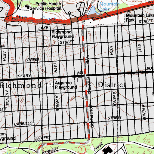 Topographic Map of Richmond District, CA