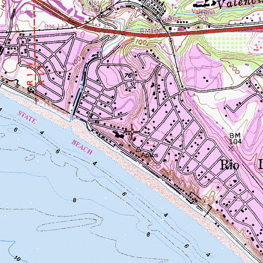 Topographic Map of Rio Del Mar, CA