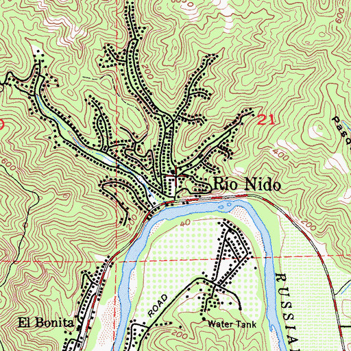 Topographic Map of Rio Nido, CA