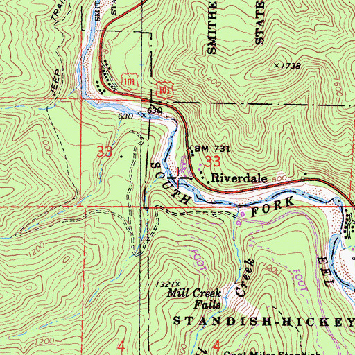 Topographic Map of Riverdale, CA