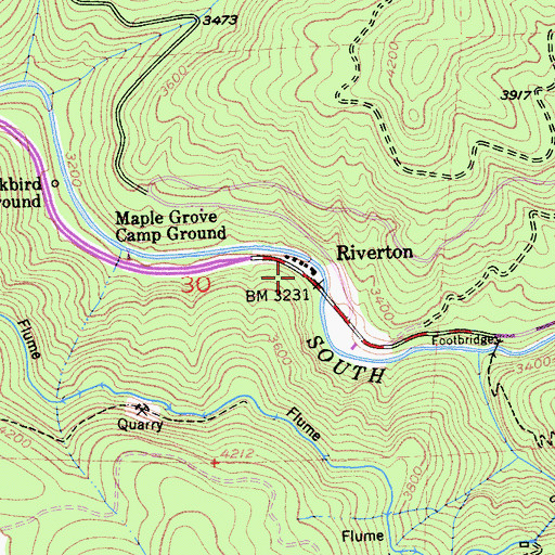 Topographic Map of Riverton, CA