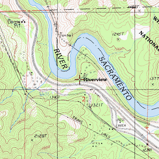 Topographic Map of Riverview, CA