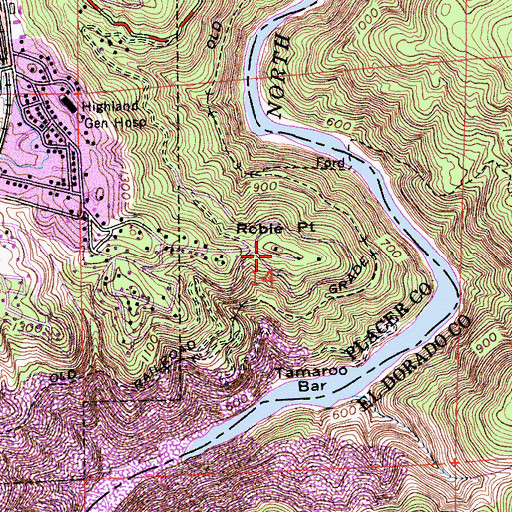 Topographic Map of Robie Point, CA