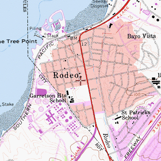 Topographic Map of Rodeo, CA