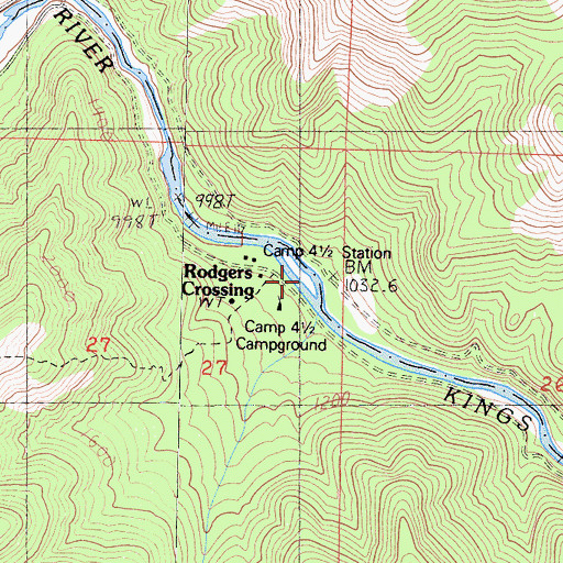 Topographic Map of Rodgers Crossing, CA
