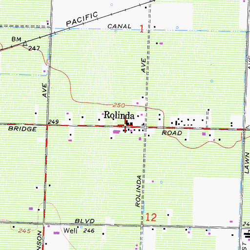 Topographic Map of Rolinda, CA