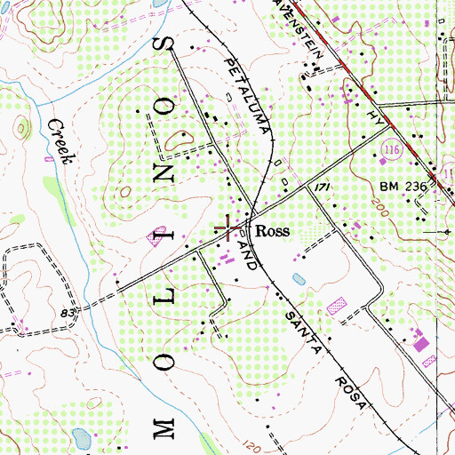 Topographic Map of Ross, CA