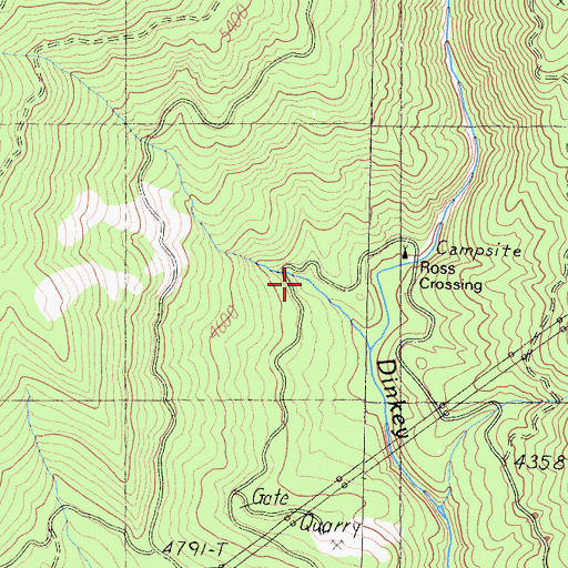 Topographic Map of Ross Crossing, CA