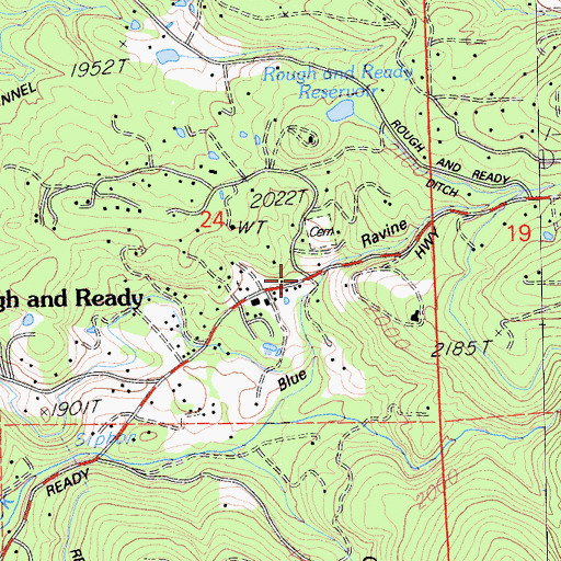 Topographic Map of Rough and Ready, CA