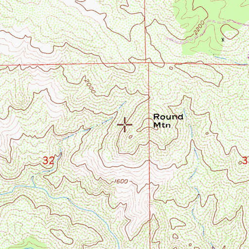 Topographic Map of Round Mountain, CA