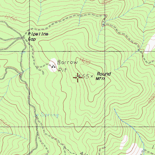 Topographic Map of Round Mountain, CA