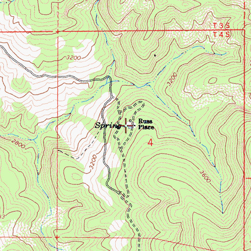 Topographic Map of Russ Place, CA