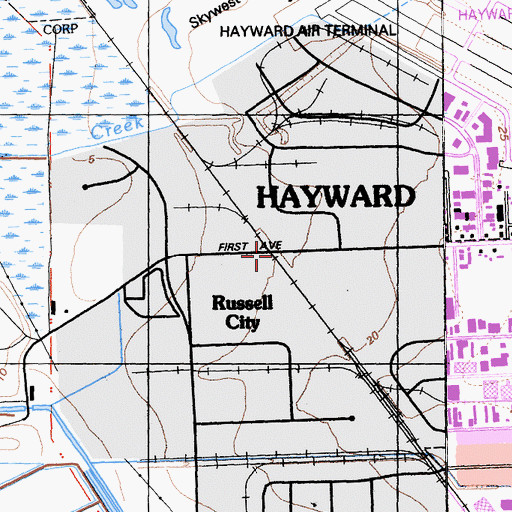 Topographic Map of Russell City, CA