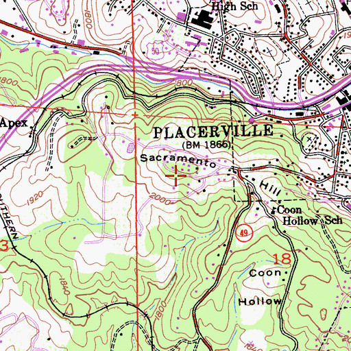 Topographic Map of Sacramento Hill, CA