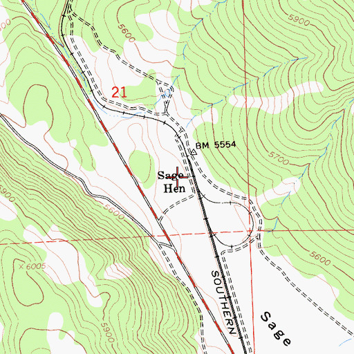Topographic Map of Sage Hen, CA