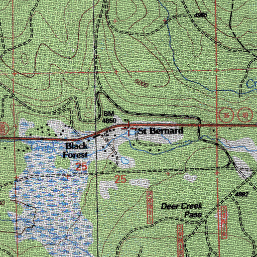 Topographic Map of Saint Bernard, CA