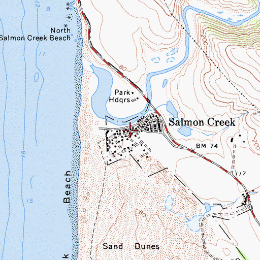Topographic Map of Salmon Creek, CA