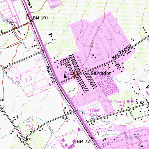 Topographic Map of Salvador, CA
