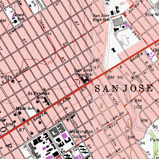 Topographic Map of San Jose Hospital (historical), CA