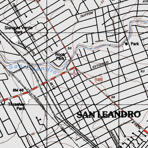 Topographic Map of San Leandro, CA