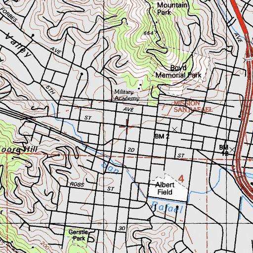 Topographic Map of San Rafael, CA