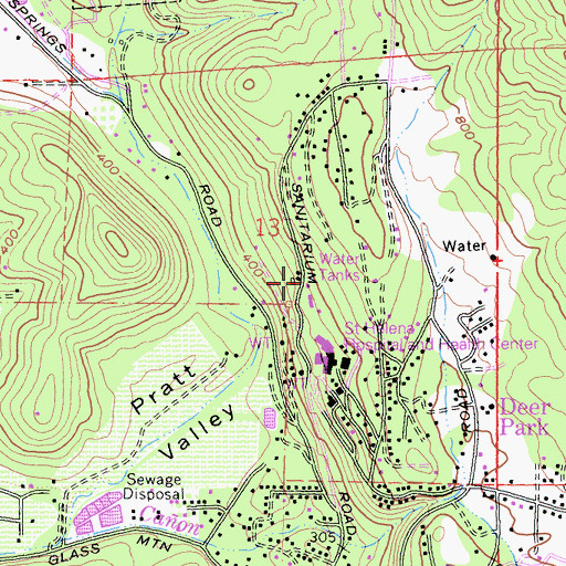 Topographic Map of Sanitarium, CA