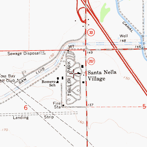 Topographic Map of Santa Nella Village, CA