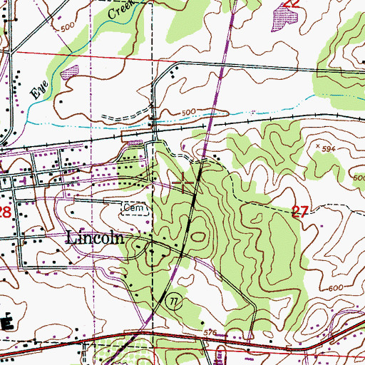 Topographic Map of Lincoln Division, AL
