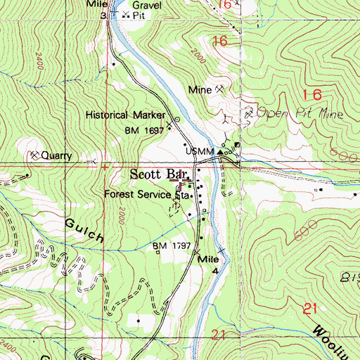 Topographic Map of Scott Bar, CA