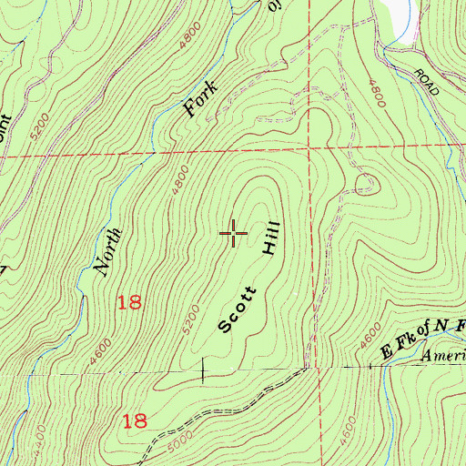 Topographic Map of Scott Hill, CA
