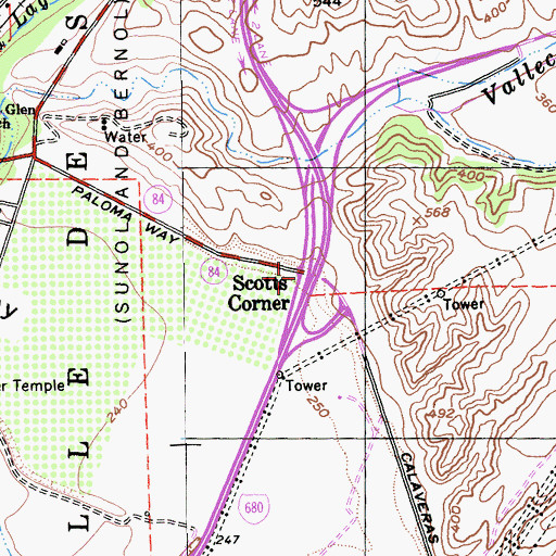 Topographic Map of Scotts Corner, CA