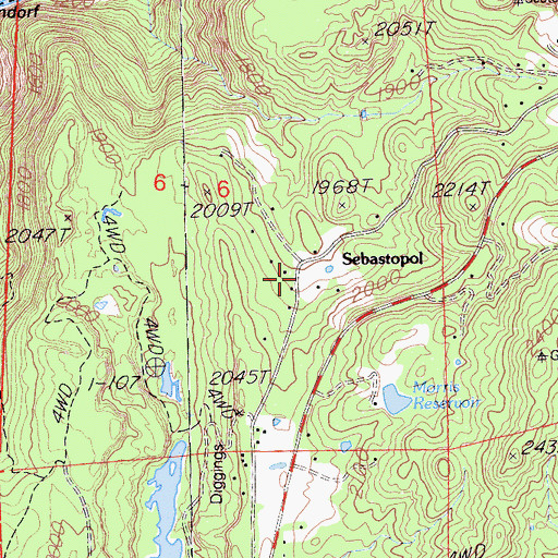 Topographic Map of Sebastopol, CA
