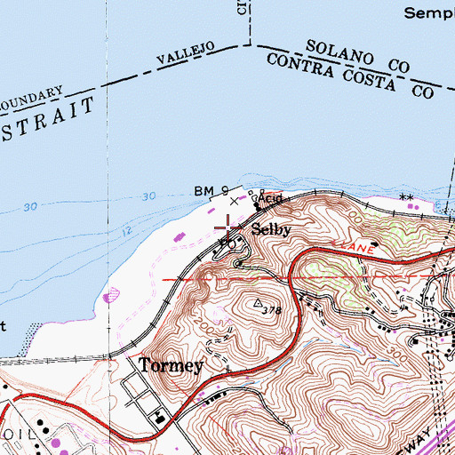Topographic Map of Selby, CA